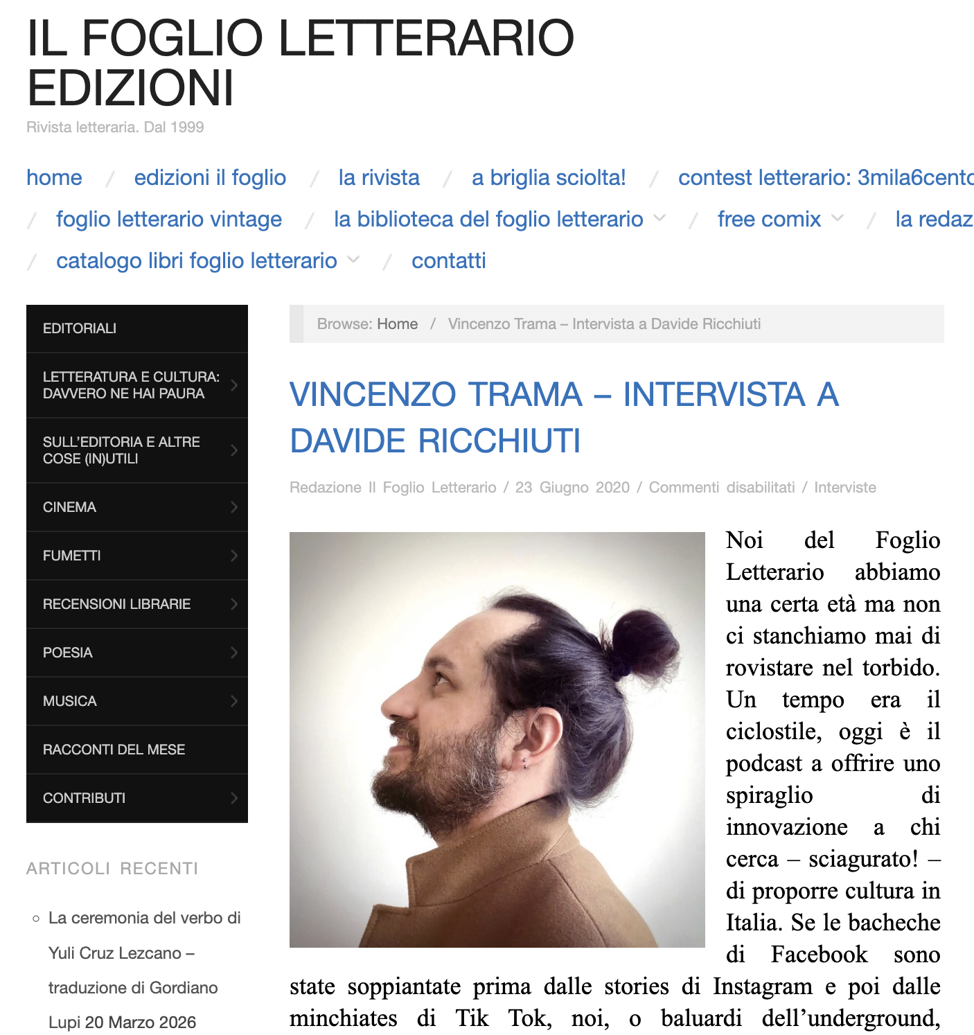 Intervista a Davide Ricchiuti