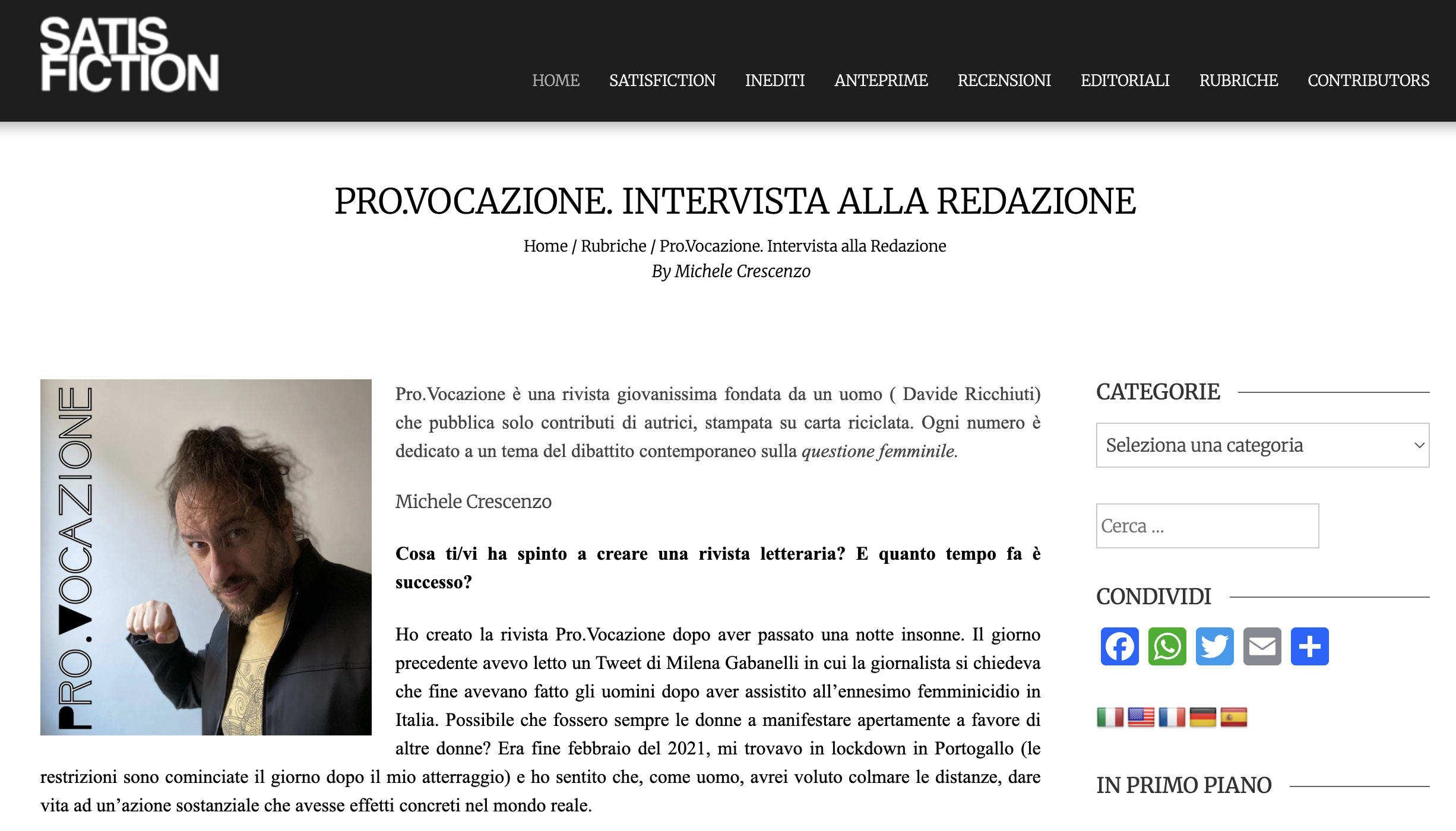 Pro.Vocazione. Intervista alla redazione