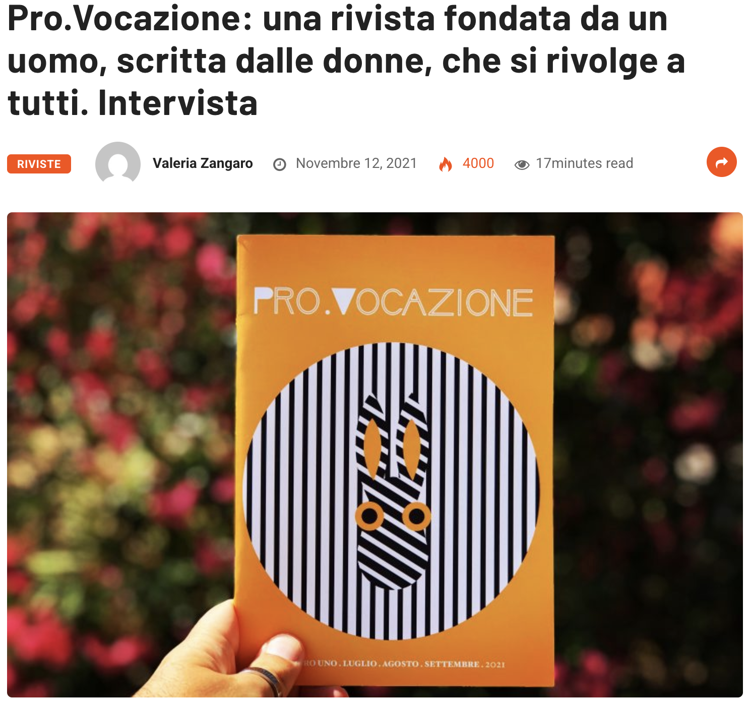 Pro.Vocazione: una rivista fondata da un uomo, scritta dalle donne, che si rivolge a tutti
